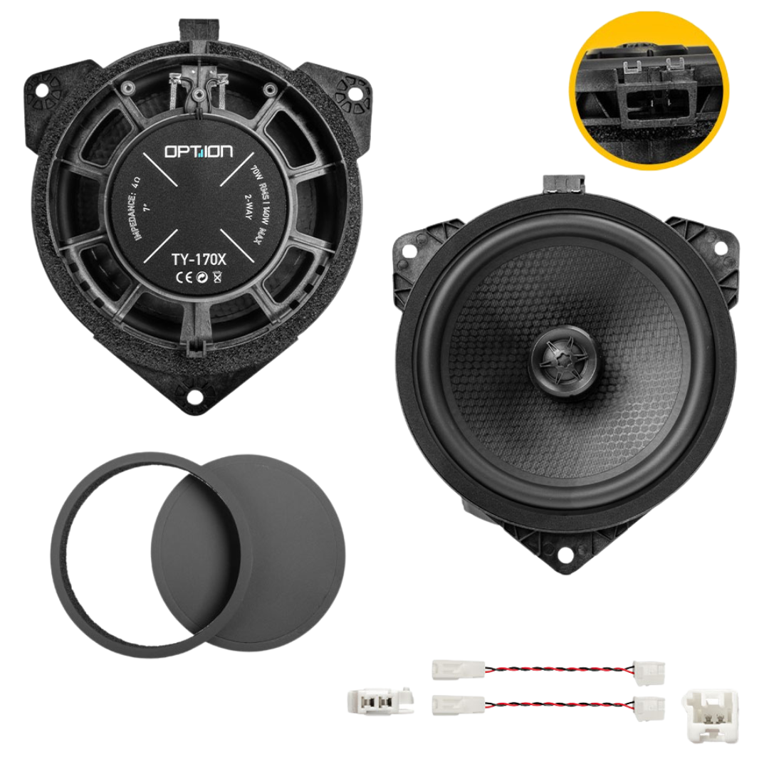 OPTION TY-170X | 17cm 2-Weg Coaxiaal Luidsprekers voor Toyota | 2 x 70 Watt RMS - afbeelding 2