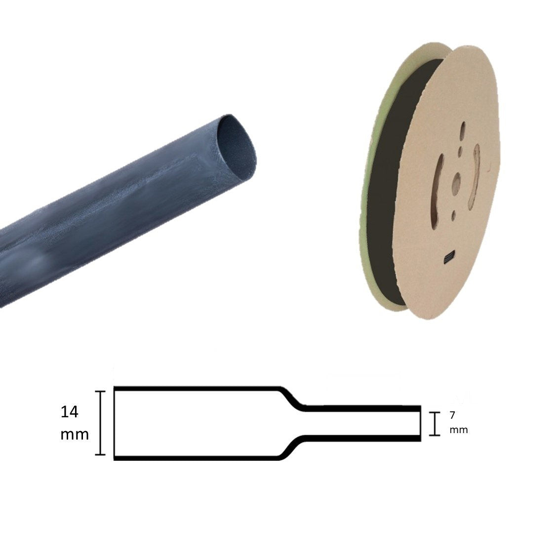 AudioDetail Krimpkous | 19,1 > 9,55 mm | Zwart | 75 meter rol - AudioDetail